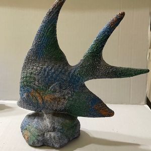 Ceramic Blue Fish Over 9 inches tall and 7 inches long